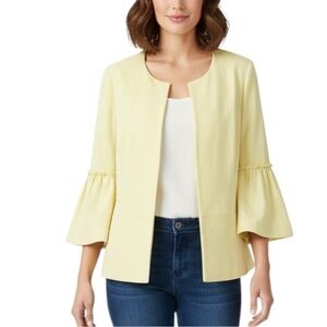 Roz & Ali Yellow Blazer Jacket with Ruffle Bell Sleeves Large